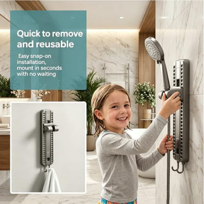 Shower Head Holder with Suction Cup, Removable Adjustable Height and Angle Handheld Shower Holder for Bathroom,Wall Mount,Waterproof，Powerful Suction, No Drill Installation