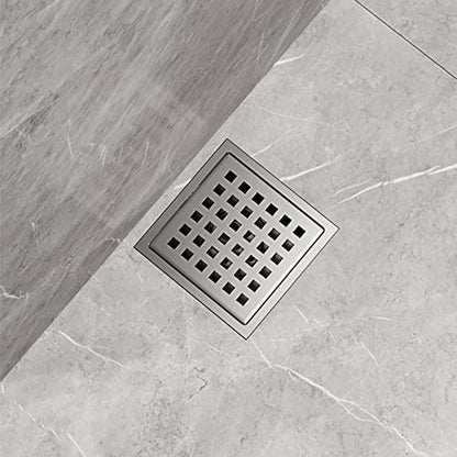 VIGO Elan 4.38 in. W x 4.38 in. L Square Shower Drain in Brushed Nickel - VG07004BN - color: Brushed Nickel, size: 4 in.