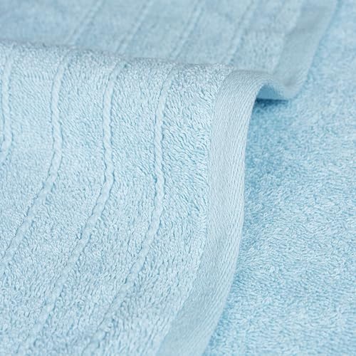 4 Piece Extra Large Bath Towels 30 x 60 Inches, Sky Blue | 100% Cotton, Larger & Lighter Weight, Quicker to Dry, Super Soft and Absorbent, Perfect for Bathroom - color: Sky Blue