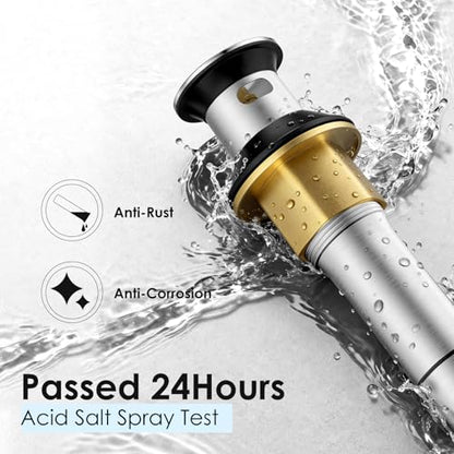 Bathroom Sink Drain with Overflow, Anti-Clogging Sus304 Stainless Steel Vanity Pop Up Drain Assembly with Strainer Basket, Fits 1.57 to 2.36 Inch Sink Openings, Brushed Nickel, 2 Pack - color: Brushed Nickel, style: Small Popup Cap(Pack of 2)
