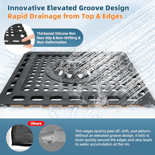 Hibbent Upgraded Shower Drain Hair Catcher, Shower Cover for Bathroom Floor 4" Drain, Anti-Clogging Strainer, Stainless Steel Kitchen Sink Strainer with Handle, Matte Black - color: 4' Matte Black