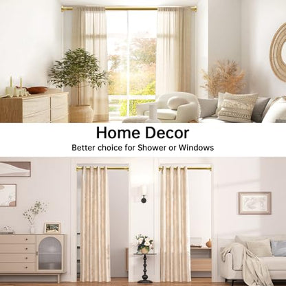 BRIOFOX Shower Curtain Rod Adjustable 18-64 Inch, Stainless Steel Spring Tension Shower Rod No Drilling Non Slip, Sunset Gold - color: Sunset Gold, size: 18-64 Inch