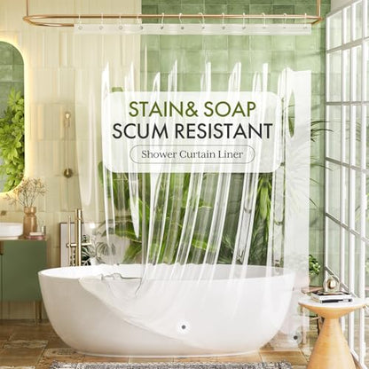 Bathway Shower Curtain Liner, Clear Shower Curtain Liner 72x108 PEVA Waterproof Shower Curtain Liner Plastic with 3 Magnets and 12 Rustproof Metal Grommets, Extra Long Shower Liner for Bathroom - color: 1a-clear, size: 72"W x 108"L (Pack of 1)