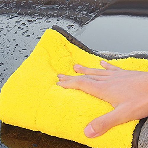 SOFTBATFY Ultrasoft, Large, Thick and Quick Drying Car Microfiber Cleaning Towel 800GSM Polishing Waxing Auto Detailing Towel Cloth (6pack,16 x 16inches) (Grey-Yellow) - color: 6pack,16 X 16inches Grey-yellow