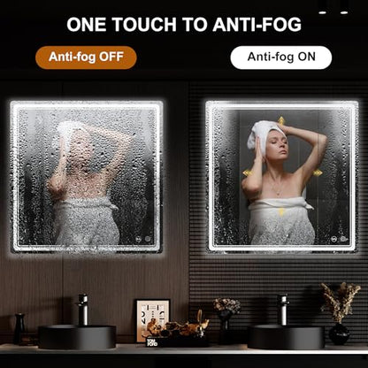 LED Bathroom Mirror with Lights, Anti-Fog, Dimmable, Lighted Bathroom Vanity Mirror for Wall, UL-Certified (36 x 36) - size: 36"L x 36"W