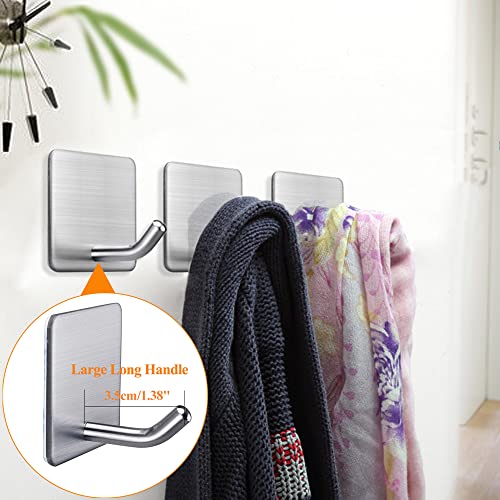 Heavy Duty Adhesive Towel Hooks Stick on Towel Hanger Wall Holder Waterproof Stainless Steel Sticky Hooks for Hanging Bathroom Kitchen Home-4 Packs - color: 1-Silver