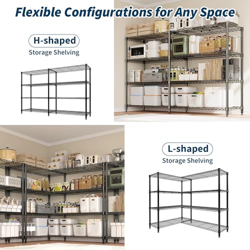 Garvee 70.8" W Storage Shelves Metal Shelving Unit Heavy Duty for Pantry - size: 4-Tier,70.8"W x 59.5"H x 15.8"D