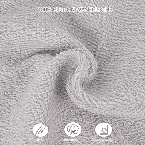 12 Pack Small Baby Washcloths 100% Cotton Thin Soft 7.8" x 7.8" Terry Cloth for Baby Face Bath Burp Travel Lightweight Multi-Purpose Newborn Must Haves - color: Grey-2