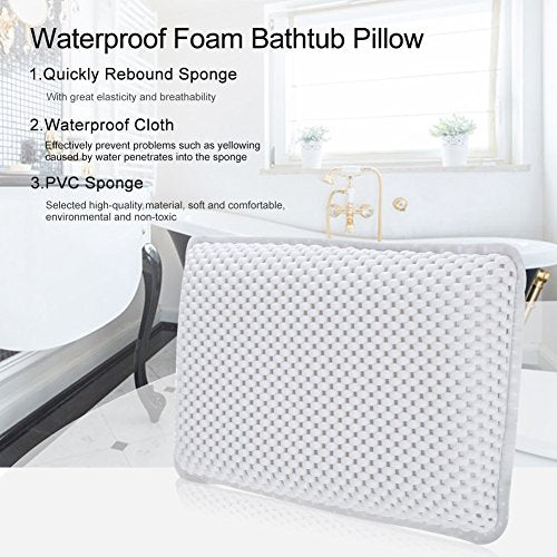 Yosoo Health Gear Spa Bath Pillow, Cushioned Bathtub Pillow with Suction Cups, PVC Bath and Spa Head Rest, White, Neck/Back Support