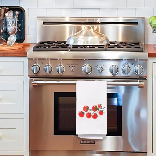 Cherry Tomato Towels, Red Dish & Hand Towels for Kitchen & Bathroom, Gardener Gifts, 16x24 Inches - color: Cherry Tomato
