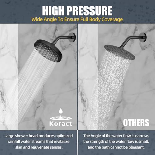 Shower Head High Pressure Rain Premium Quality Luxury Design Anti-Clogging Silicone Nozzles Adjustable Replacement for Bathroom Shower Heads (6 inch Round) (Matte Black) - color: Matte Black