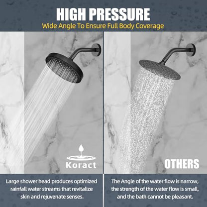 Shower Head High Pressure Rain Premium Quality Luxury Design Anti-Clogging Silicone Nozzles Adjustable Replacement for Bathroom Shower Heads (6 inch Round) (Matte Black) - color: Matte Black