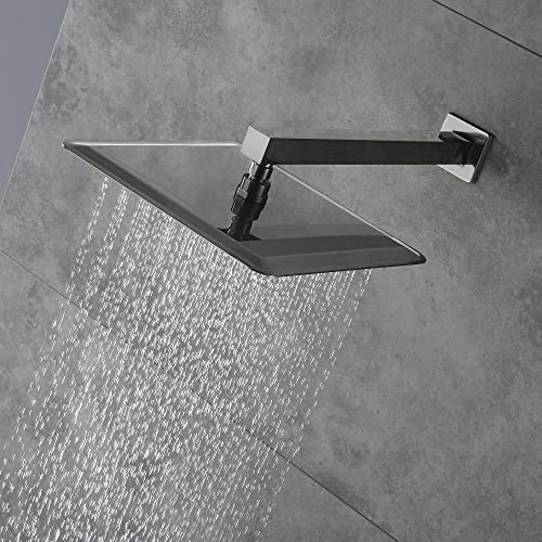 Cascada Digital 12” Wall Mounted Shower System with Single Handle & LCD Display, 3 Functions (Rainfall, Body jets & Handheld) (Brushed Nickel) - color: Brushed Nickel