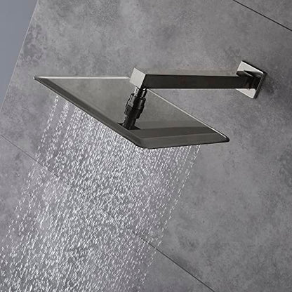 Cascada Digital 12” Wall Mounted Shower System with Single Handle & LCD Display, 3 Functions (Rainfall, Body jets & Handheld) (Brushed Nickel) - color: Brushed Nickel