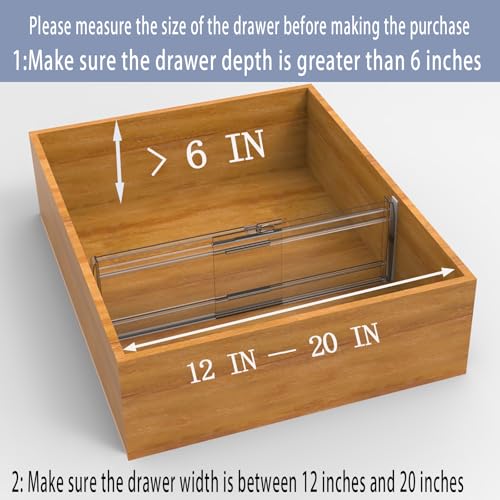 5 Pack 6" High Adjustable Drawer Dividers for Clothes,Expandable From 12-20" Clear Drawer Organizers, PC Plastic Separators for Dresser/Bedroom/Bathroom/Kitchen/Office Storage - size: 5 PCS-6IN-T1-Clear