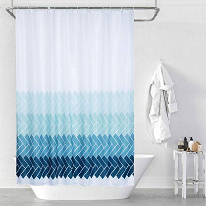 Stall Fabric Shower Curtains Bathroom, Polyester Set 6 Hooks Rings,Teal Light Blue Ombre White, Narrow Size 36" W x 72" L Inch - color: Blue, size: 36"W x 72"L (Pack of 1)