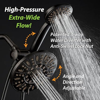AquaDance 7" Premium High Pressure 3-way Rain & Handheld Shower Head Combo | Enjoy Dual 6-Setting Luxury Shower Heads Separately or Together for the Best of Both Worlds! Stainless Steel Hose - Bronze - color: Oil Rubbed Bronze, style: 2.5 Gallons Per Minu