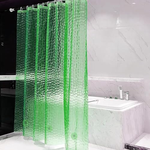 EVA Green Shower Curtain Liner, 3D Water Cube 5G Shower Liners with 12 Rustproof Metal Grommets and Weighted Magnets, Waterproof Duty for Bathroom 72 x 72 - color: Green