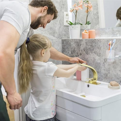 Brushed Gold Bathroom Faucet,Modern Single Hole Bathroom Sink Faucet,High Arc Brass Basin Mixer with 1 Hole or 3 Hole Mount 6-Inch 10-Inch Deckplate,Pop Up Overflow Drain Assembly Included - color: Brushed Gold, style: With Drain
