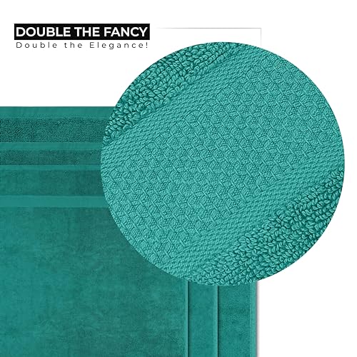 Ocean Towel Set for Bathroom 100% Luxury Cotton Bath Towels Set of 8 (2 Bath Towel and 2 Hand Towel Set & 4 Wash Cloth) - Green Soft Towels Bathroom Set 600 GSM Double Stitched for Durability - color: Green