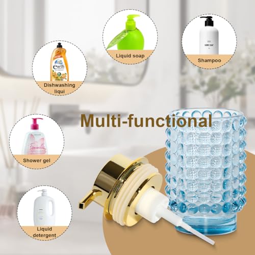 Glass Foaming Soap Dispenser, Blue Foam Hand Soap Dispenser, Bathroom 12 Oz Large Bottle with Gold Pump, Refillable Lotion Pump Container for Bathroom, Kitchen,Hand Soap, Dish Soap, Shampoo - color: Blue