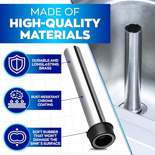 Bar Sink Stopper - Stainless Steel Overflow Pipe, Fits 1.75 In Drain | Lightweight Sink Plug - Rust-Resistant Metal, Simple to Use and Easy to Install | Good for Kitchen, Home, and Commercial Use - style: 1 Pack