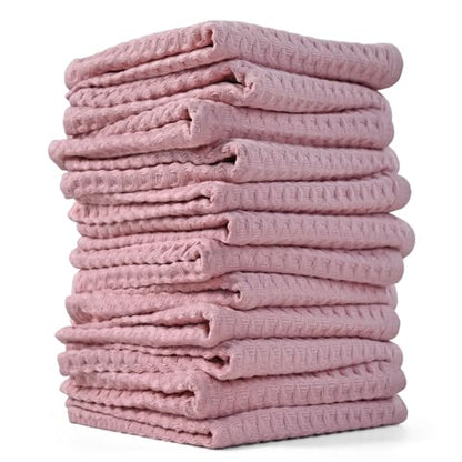 Cleanbear Washcloths 12 Pack, Cotton Wash Cloths for Showering, Pale-Pink | Lightweight and Quick Drying Towels for Bathroom, Large Washcloths Set (13 x 13 Inches) - color: Pale Pink