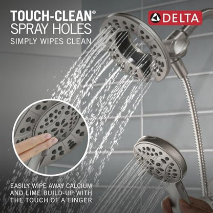 Delta Albion 14 Series Brushed Nickel Shower Faucet Set with In2ition 2-in-1 Dual Shower Head with HandHeld Spray Combo, Valve Trim Kit, Spotshield Brushed Nickel T142855-SP-I (Valve Not Included) - color: SpotShield Stainless