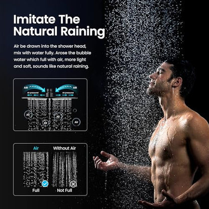 Circular Matte Black Thermostatic Shower System – Rainfall & Handheld Shower Head Set | 2-Function Shower Faucet Set with Rough-In Valve | Solid Brass Build & Temperature Control (KSF410MB) - color: Matte Black