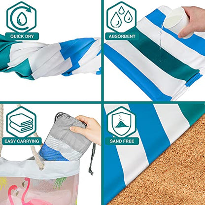 SUN CUBE Microfiber Beach Towel Quick Dry with Carry Bag, Blue 60x30 Inch | Quick dry sand free microfiber towel, lightweight packable swim towel for beach, pool, camping, cruise, travel - color: Blue, size: 60.00" x 30.00"