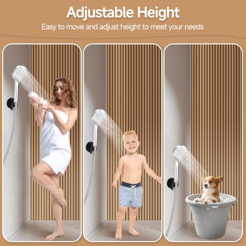 Shower Head Holder Suction, Adjustable Shower Head Holder Removable Suction Cup Shower Head Holder Rust-Resistant Shower Bracket Black - style: Matte Black