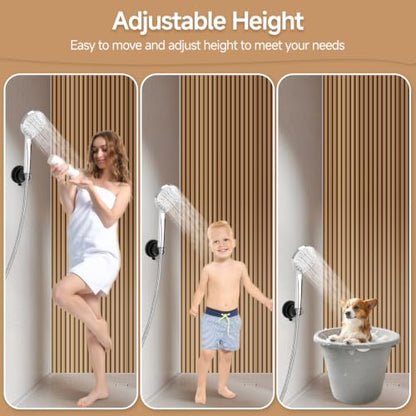 Shower Head Holder Suction, Adjustable Shower Head Holder Removable Suction Cup Shower Head Holder Rust-Resistant Shower Bracket Black - style: Matte Black