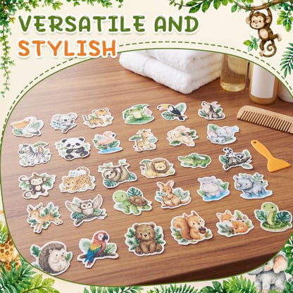 Fullhawl 30 Pcs Safari Animal Non Slip Bathtub Stickers Colorful Safari Animal Anti Slip Shower Stickers Shower Floor Nonslip Sticker Applique Adhesive Decals Treads with Scraper for Bathtub Bathroom - style: Safari Animal