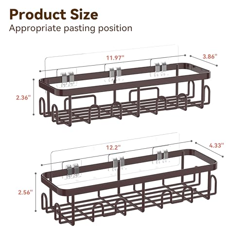 Shower Caddy Adhesive, Rustproof Shower Organizer, Wall Shower Rack | Large Capacity Shower Shelf for Inside Shower, No Drill Shower Storage, Shampoo Shower Holder, Bronze, 2 Caddies - color: Bronze
