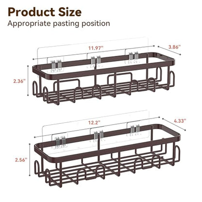Shower Caddy Adhesive, Rustproof Shower Organizer, Wall Shower Rack | Large Capacity Shower Shelf for Inside Shower, No Drill Shower Storage, Shampoo Shower Holder, Bronze, 2 Caddies - color: Bronze