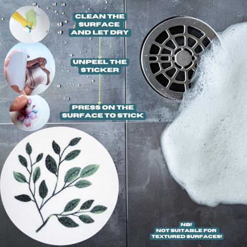 Non Slip Bathtub Stickers, 14 pcs Tree Branch Leaves Decals, Bathroom Decor, Alternative to Shower Mat, Waterproof Adhesives, Anti Slip Shower Stickers, Tubs, Stairs - Safety Tub Non Slip Stickers