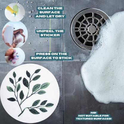 Non Slip Bathtub Stickers, 14 pcs Tree Branch Leaves Decals, Bathroom Decor, Alternative to Shower Mat, Waterproof Adhesives, Anti Slip Shower Stickers, Tubs, Stairs - Safety Tub Non Slip Stickers