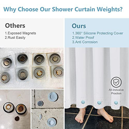 VANZAVANZU 3 Pairs Shower Curtain Weights, Silicone Wrapped Magnets, Heavy Duty Magnets Prevent Curtain Liner from Blowing, Rust-Free, Blue - color: Blue, size: 1.2"W x 1.2"L (Pack of 3)