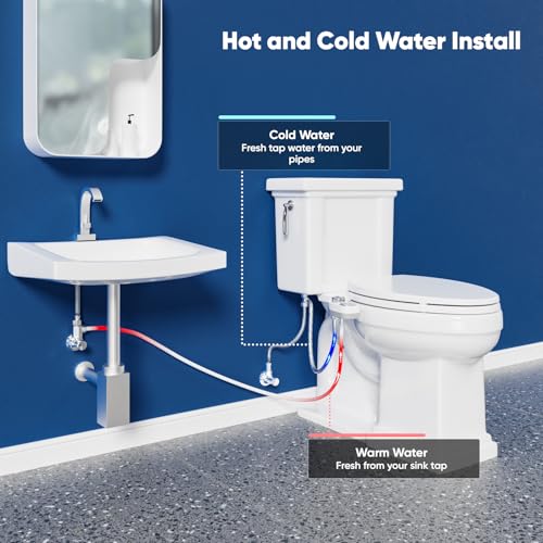 Hot and Cold Bidet, Warm Water Bidet Attachment for Toliet, Non-Electric Warm Bidet with Adjustable Water Pressure, Dual nozzle Rear and Feminine Wash - Self cleaning (Silver) - style: Silver