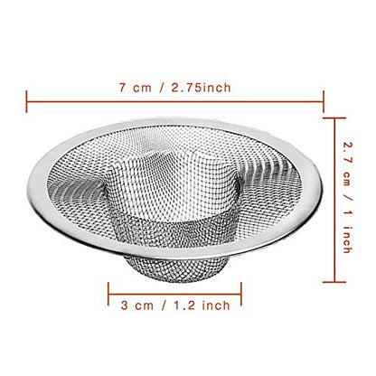 4pcs Heavy Duty Stainless Steel Kitchen Sink Strainer, 2.75" Top / 1" Mesh Metal Sink Strainer,Perfect for Kitchen Sink/Bathroom Bathtub Wash basin Floor drain balcony Drain Hole, Utility - size: 2.75"