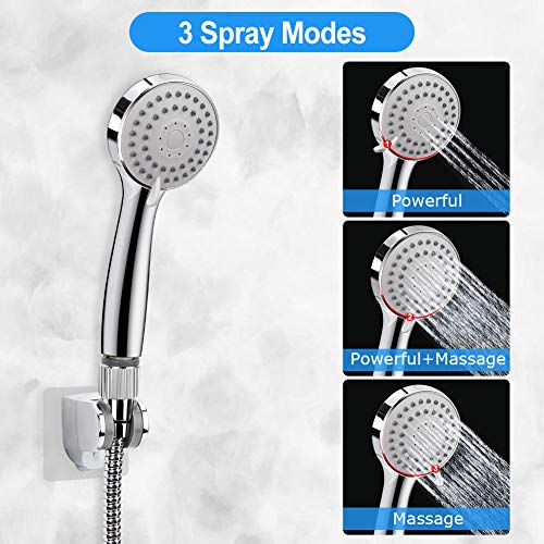 Shower Head, Kaqinu 10'' High Pressure Rainfall Shower Head/Handheld Showerhead Combo with 11” Extension Arm, Anti-leak Shower Head with Holder/Hose, Flow Regulator - Chrome - color: Silver, size: 10 Inch