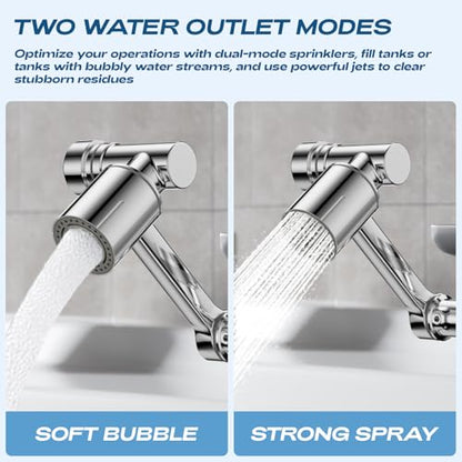 1080° Rotating Faucet Extender, Brass Faucet Multi-functional Spray Nozzle Extender, Universal 36° Rotating Mechanical Arm Bathroom Faucet Extender, Kitchen Extend Filter, 2 Modes Spray