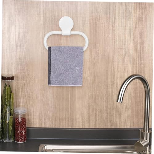 Ipetboom 2pcs Adhesive Wall Towel Holder Hand Towel Ring for Bathroom Impact-Resistant Bathroom Wash Cloth Holder with Strong Reliable Fixation Minimalist White Design for Easy Installation