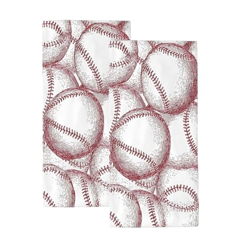 Baseball Hand Towels Set of 2,Soft Microfiber Sport Themed Towels,Absorbent Quick Dry Decorative Baseball Stitches Bathroom Towels for Kitchen Gym Spa,14.5x28 Inch - color: Sport Themed Baseball
