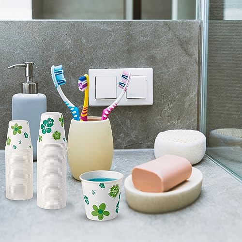 [300 Pack] Paper Cups, 3oz Disposable Bathroom Cups, Mouthwash Cups, Cold Disposable Drinking Cup for Party, Picnic, BBQ, Travel, and Event, Green Floral - color: JP-3-ZB01-300