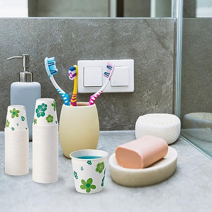 [300 Pack] Paper Cups, 3oz Disposable Bathroom Cups, Mouthwash Cups, Cold Disposable Drinking Cup for Party, Picnic, BBQ, Travel, and Event, Green Floral - color: JP-3-ZB01-300