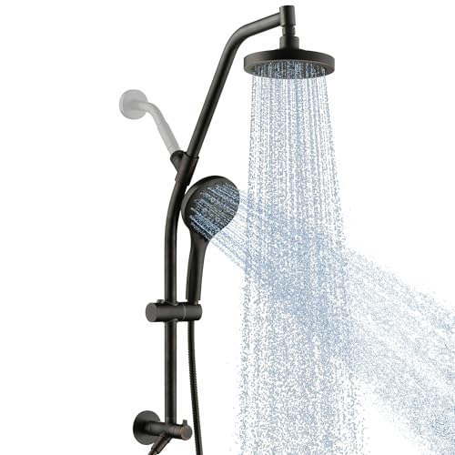 BRIGHT SHOWERS Rain Shower Head with Handheld Combo, Dual Shower System with Slide Bar, Adjustable Height, Brass Slide Bar & Diverter, 60 Inch Stainless Steel Hose, Oil Rubbed Bronze - color: Oil Rubbed Bronze