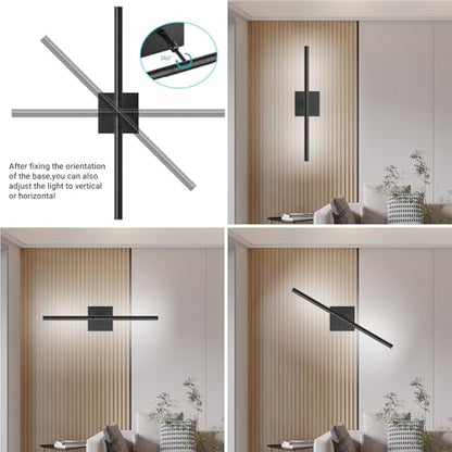 Tipace Hard-Wired LED Bathroom Light Fixtures Over Mirror,24W 360°Rotatable 5500K Black Vanity Light Bar,Modern Wall Sconce for Living Room,Bedroom,Hallway,23.6 Inch - size: 23.6 IN