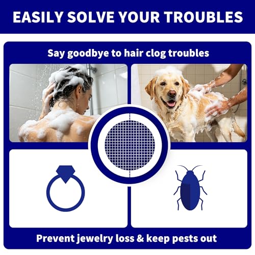 Disposable Shower Drain Hair Catcher, 30pcs Strong Adhesive Drain Cover Strainer for Shower, Bathtub and Vanity Sink, Waterproof Mesh Filter Stickers to Prevent Clogs, Tear-Resistant