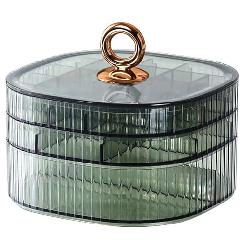 HALAFE Jewelry Box, 3-Layer Acrylic Jewelry Organizer with Handle, Clear Jewelry Boxes for Women Girls, Make up Organizer, Jewelry Storage Holder (Green) - color: Green